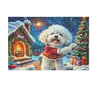 Christmas Snow Scene Cute Bichon Frise Rompicapo 1000 Pezzi Per Festa Della Repubblica Cartone Rigido Paesaggi Italiani Splendid Celestial Critters Per Decorazione Murale Da Passatempo Edizione Limita