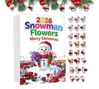 Christmas Snowman Countdown Calendar - Acrylic, 24 Days Holiday Ornament | Flower-Holding Snowman Design, Festive Display | Christmas Countdown Decor for Office, Car, Door, Window, Tree, Wall and