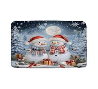 Christmas Snowman Cute Snowman Winter Pine Tree Woods Nature Holiday Tappeto Da Bagno Antiscivolo Zerbino Asciugapassi Lavabile In Lavatrice Tappeti Da Bagno Per Corridoio Cucina Interno 40X60Cm