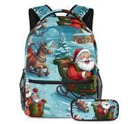 Christmas Snowman Keep Your Essentials in One Place, zaino con astuccio, il set di zaini per la scuola definitivo per studenti, Multicolore#02, B:29.4x20x40cm P:19x7.5x3.8cm, Zaini Daypack