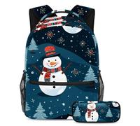 Christmas Snowman Keep Your Essentials in One Place, zaino con astuccio, il set di zaini per la scuola definitivo per studenti, Multicolore#05, B:29.4x20x40cm P:19x7.5x3.8cm, Zaino daypack