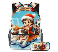 Christmas Snowman Keep Your Essentials in One Place, zaino con astuccio, il set di zaini per la scuola definitivo per studenti, Multicolore#06, B:29.4x20x40cm P:19x7.5x3.8cm, Zaini Daypack