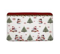 Christmas Snowman Red Black Buffalo Plaid Cute Snowman Xmas Pine Tree Snowflake Rustic Winter Holiday Zerbino Ingresso Morbido Zerbino Asciugapassi Trappola Sporco Tappeto Entrata Per 40X60Cm