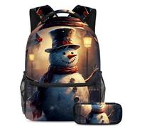 Christmas Snowman Stay on Trend con questo set di 2 zaini per bambini, perfetto per ragazzi, ragazze e adolescenti, Multicolore#02, B:29.4x20x40cm P:19x7.5x3.8cm, Zaini Daypack