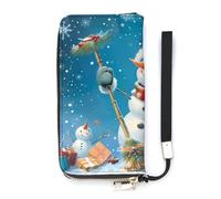 Christmas Snowman Welcome The Magical Winter Slim Wallet per le donne borsa lunga carino pochette da polso borsa porta carte, Stile:, 20x10.5cm