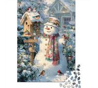Christmas Snowman with Birds Puzzle Impossible 1000Pcs Decorazione Per La Casa. Rilassamento E Intelligence Per Adulti E Ragazzi Da 14 Anni 70x50cm/1000pcs