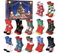 Christmas Sock Advent Calendar Box Gift, 24 Days Countdown Xmas Socks Set for Adults Unisex, Christmas Sock, fillable advent calendar (12pair-C)
