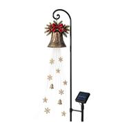 Christmas Solar Bell - Iron Cascade Yard Light | Snowflake Star Hanging | Solar Christmas Bells - Metal Waterfall Garden Light | Vintage Snowflake Star Ornament | Warm White Decor For Walkway Yard