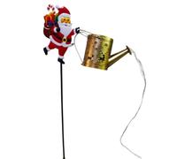 Christmas Solar Watering Can Light - Santa LED Garden Stake Outdoor Decor