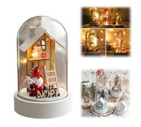 Christmas Spirit In Nostalgic Bottle, Handmade Miniature Reindeer Scenes with LED Lights, Home Tabletop Ornament Unique Gift for Distant Loved Ones