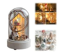 Christmas Spirit In Nostalgic Bottle, Handmade Miniature Reindeer Scenes with LED Lights, Home Tabletop Ornament Unique Gift for Distant Loved Ones
