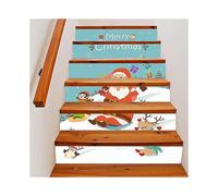 Christmas stairs stickers, Santa skiing Sticker Wall Stickers 3D Christmas Theme Self-Adhesive Stair
