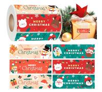 Christmas Stickers - 300 Piece Decorative Roll for Festive Wrapping | Adhesive Holiday Labels with Cute Prints, Perfect for Gift Packaging Shipping Envelopes Cards Office School Projects