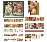 Christmas Stickers for Scrapbooking with Notebook - 79-piece Christmas Eve gift box | Christmâs Greeting Card Stickers with Sticky Notes | Holiday Decals Kit for Decoration Diary Home Card Phone