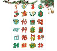 Christmas Stickers - Number Stickers | 1-24 Christmas Card Envelope Stickers, Countdown Festival Card Sealing Labels For Holiday, Christmas Number Stickers