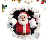 Christmas Stickers - Pvc 3d Illusion Christmas Decorations, Christmass Wall Stickers | Holiday Santa Wall Breaking Bathroom Sticker For Indoor Shower Toilet Tile Window Door Home Party New Year