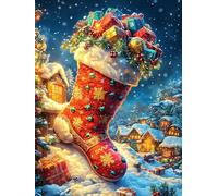 Christmas Stocking in Magical Forest Rompicapo 1000 Pezzi Per Regalo Di Battesimo Cartone Spesso Per Bambini Fairy Tale Cute Animal Tema Baby Per Attività Educativa Con Confezione Regalo Da Passatempo