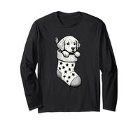 Christmas Stocking Puppy Art Vintage Winter Xmas Party Maglia a Manica