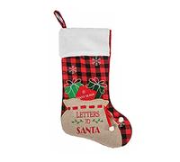 Christmas Stockings Classic Large Xmas Stocking Burlap Plaid Style with White Plush Fur Cuff for Christmas Tree Fireplace Holiday Party Decoration
