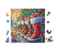 Christmas Stockings Cottage Puzzle 100 Pezzi Difficoltà Estrema Cartone Spesso Tema Monocromatico Per Appassionati Di Puzzle Antistrappo Non Sbiadisce Top Vendita 28x28cm