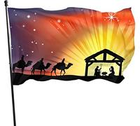 Christmas Story Sunset Winter Landscape 3x5 Ft Flag Banner con stampa su un lato Banner di benvenuto per feste all'aperto