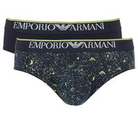 Emporio Armani Christmas Stretch Cotton 2-Pack Brief Briefs, ST COSTELLAZIONI/Mar, M Men's