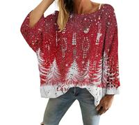 Christmas Sweaters for Women Crochet Knitted Long Sleeve Print Pullover Tops Cozy Embroidery Oversized Sweatshirts