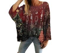 Christmas Sweaters for Women Crochet Knitted Long Sleeve Print Pullover Tops Cozy Embroidery Oversized Sweatshirts