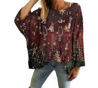 Christmas Sweaters for Women Crochet Knitted Long Sleeve Print Pullover Tops Cozy Embroidery Oversized Sweatshirts