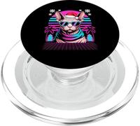 Christmas Synthwave Sphynx Sunglasses Canadian Hairless Cat PopSockets PopGrip per MagSafe