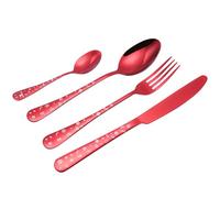 Christmas Tableware Exquisite Cutlery Set - Posate Tavola Acciaio 6X Forchetta Coltello Cucchiaio Cucchiaino Rosse Lavabili Lavastoviglie Confezione Regalo Idea Natale Certificate Contatto Alimen