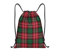Christmas Tartan Plaid Green Red Uomo Donna Zainetto Resistente Borsa Con Coulisse Impermeabile Sacca Sportiva Per Ginnastica Scarpe Spiaggia