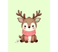 Christmas Theme Notebook- Aesthetic Reindeer Notebook with Pastel Green Background 8x10, 250 Wide Ruled Pages: Matte Finish Cover, Notebook For kids, ... Christmas Present, Aesthetic Stationery