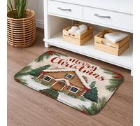 Christmas Themed Cozy Cottage Holiday Decor Zerbino Asciugapassi Confortevole Tappeto Da Bagno Lavabile In Lavatrice Zerbino Ingresso Per Corridoio Cucina Vasca 40X60Cm