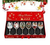 Christmas-themed Wine Glass Set Features Six Different Themed Wine Glasses, | Whiskey Beer Water Picnic Outdoor Holiday Campfire Adventure Game