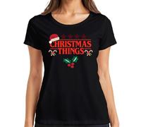 Christmas Things Santa Hut Stranger Demogorgon - Maglietta da donna, Nero , XL