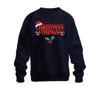 Christmas Things Santa Hut Stranger Demogorgon Natale Serie Unisex Felpa con cappuccio Pullover, blu navy, L