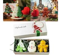 Christmas Three Piece Scented Candle Gift Set, Handmade Scented Candles in Festive Gifts Box, Snowflake,Snowman,Glove Shaped Candles for Xmas Holiday Party Decorations