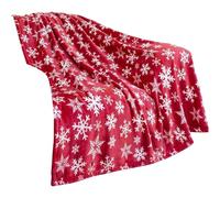 Christmas Throw - Warm Flannel Snowflake Blanket, Large Holiday Couch Throw, Warm Festive Decor, Soft Comfortable Design, Excellent Winter Blanket, Sofa Bed Living Room Bedroom 39.37×27.56 Inches