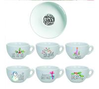 "Christmas Time" Set 6 Tazzine da Caffè + Piattini in Ceramica Personalizzate e Scatola Rossa a Tema Natalizio Idea Regalo Originale Natale Feste Cucina Prima Colazione Mattina Arredo Casa Tavola