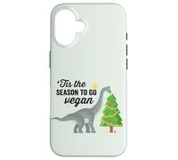 Christmas 'Tis the Season To Go Vegan Dinosaur Christmas Tree Custodia per iPhone 16