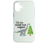 Christmas 'Tis the Season To Go Vegan Dinosaur Christmas Tree Custodia per iPhone 16 Plus