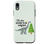Christmas 'Tis the Season To Go Vegan Dinosaur Christmas Tree Custodia per iPhone XR