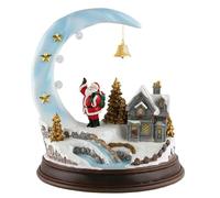 Christmas Town Scene Display, Animated Christmas Village Scene, Moon Santa House Figurine Ornament with LED Light, Adding Romance And Warm, Long Service Life, for Gift, Desktop Decor, Party