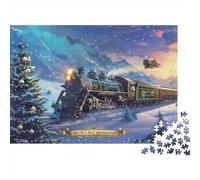 Christmas Train Adventure 1000Pc Adult Jigsaws: Steam Train Snowy Mountain for Adults Challenging & Brainteasing Puzzle Games 52x38cm/1000pcs