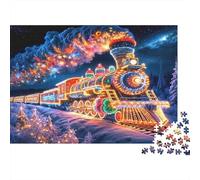 Christmas Train Lights Colourful Magical Christmas Train 1000 Pcs Jigsaws for Adults The Impossible Challenge Fun Present 70x50cm/1000pcs