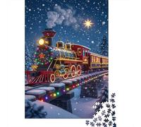 Christmas Train Ride 1000 Componenti Cartone Resistente Puzzle Familiare Fan Dei Rompicapo Sera Di Giochi in Famiglia Livello Di Difficoltà Equilibrato 38x26cm/1000pcs