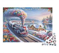 Christmas Train Ride Colourful Candy Smoke Train 1000 Pcs Jigsaws for Adults The Impossible Challenge Brain Development 70x50cm/1000pcs