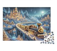 Christmas Train Ride Colourful Night Mountain Train 1000 Pcs Jigsaw for Adults & Kids Unique Challenging Fun Activity 38x26cm/1000pcs