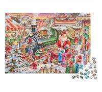 Christmas Train Scene 100% Recycled Cardboard Santa Train Market 1000 Piece Puzzle for Adults The Impossible Challenge Fun Present 70x50cm/1000pcs